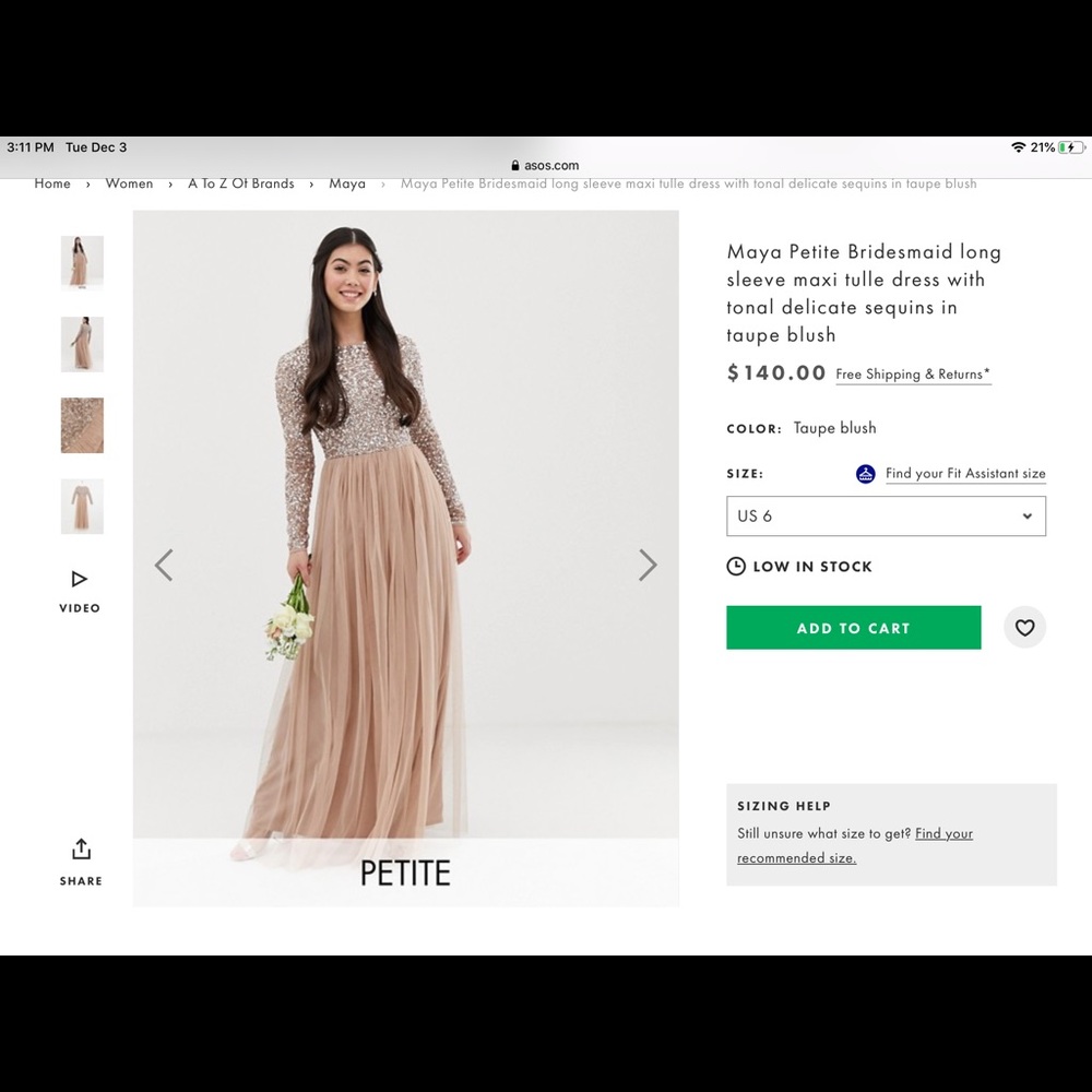 ASOS Maya Brand Size 4 Petite